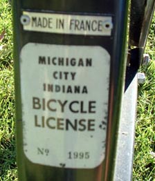 solex indiana bicycle license
