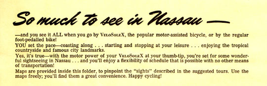 So much to see in Nassau with your Velosolex