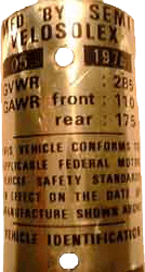 Vehicule identification Solex 4600 plate
