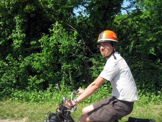 Bastien Peille sur son Solex 3800