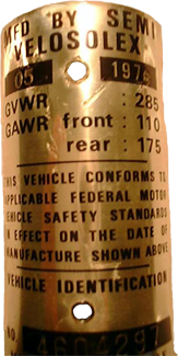 Plaque d'identification solex 4600