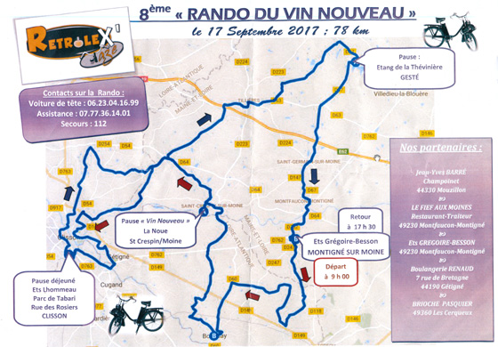 Plan du parcours de 78 kilom&egrave;tres du Vin Nouveau