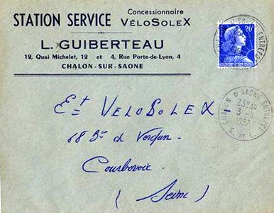 Enveloppe d'un concessionaire à VéloSoleX