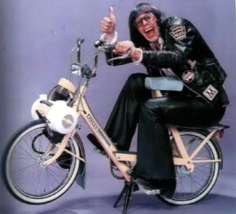 Patrick Topaloff sur un solex 5000