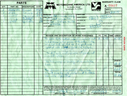 Velosolex America warranty claim