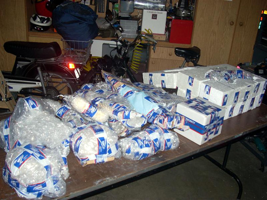 Conditionnement aux couleurs de l'US Postal